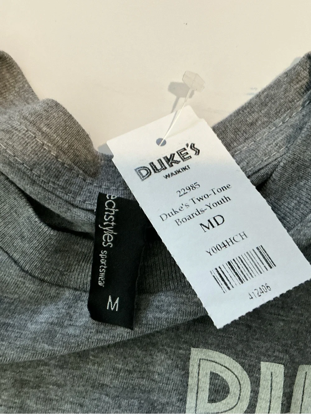 Duke’s Waikiki Youth Two-Tone Boards Gray Surf Graphic T-Shirt Size Medium NWT